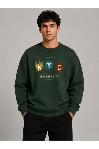 herkesemoda Nyc majica sa otisnutim logom, okruglim izrezom i dvostrukim koncem
