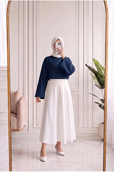 MİHRA STORE Nazgül Geniş Kollu Salaş Bluz-SS13072 Lacivert
