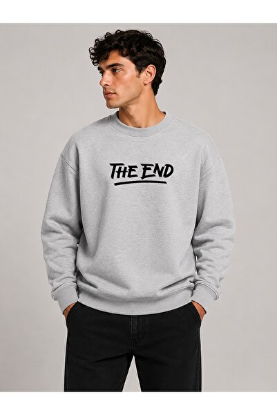 herkesemoda The End Print Detailed Crew Neck 2 Thread Sweatshirt
