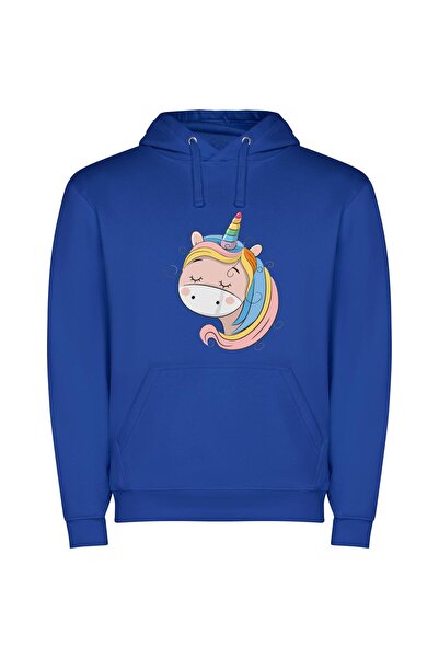 iLovePrints Magical Rainbow Unicorn Φούτερ με κουκούλα σε χρώμα Μπλε