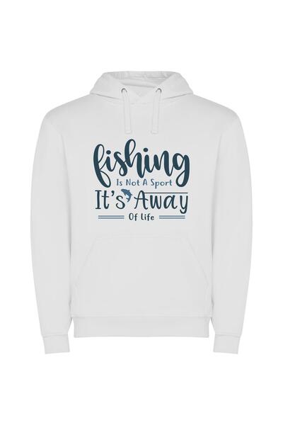 iLovePrints Life: Fishing the Waters Φούτερ με κουκούλα σε χρώμα Λευκό