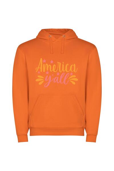 iLovePrints Colorful Americana View Φούτερ με κουκούλα σε χρώμα Πορτοκαλί