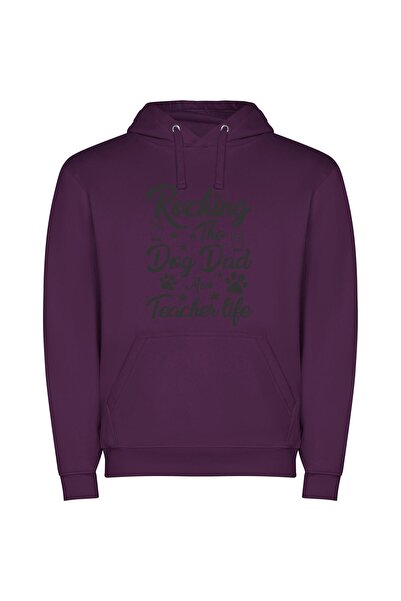 iLovePrints Rockstar Doggy Daddy Life Φούτερ με κουκούλα σε χρώμα Μωβ