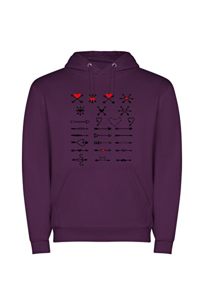 iLovePrints Black Hearted Elegance Φούτερ με κουκούλα σε χρώμα Μωβ