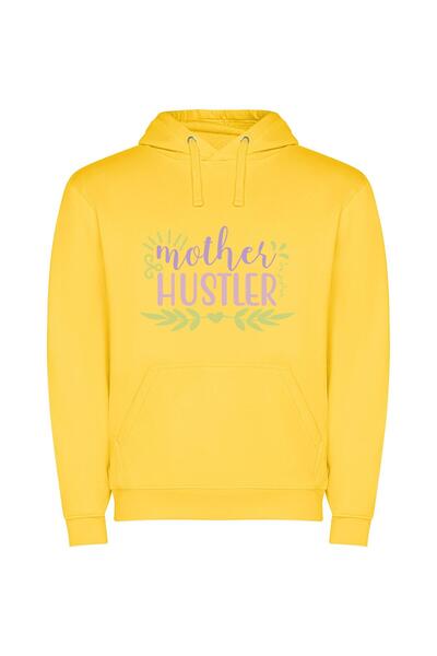iLovePrints Pink & Green Mama Φούτερ με κουκούλα σε χρώμα Κίτρινο