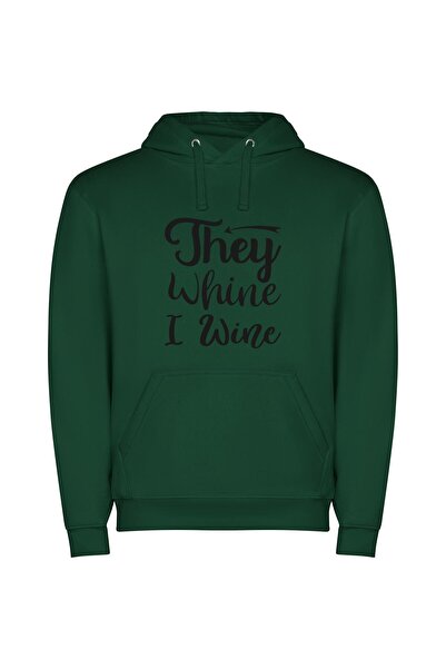 iLovePrints Wine Whine's Black Label Φούτερ με κουκούλα σε χρώμα Πράσινο