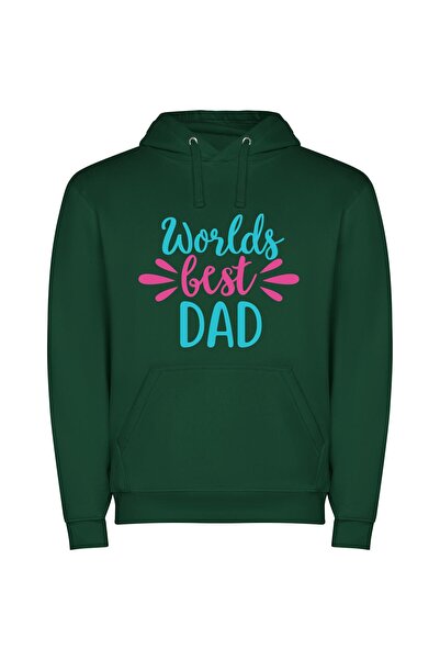 iLovePrints Dad: World's Wonderful Champion Φούτερ με κουκούλα σε χρώμα Πράσινο