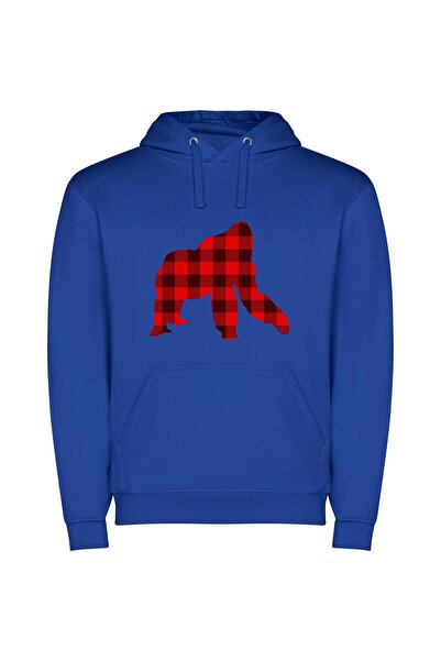 iLovePrints Primal Lumberjack Gorilla Φούτερ με κουκούλα σε χρώμα Μπλε