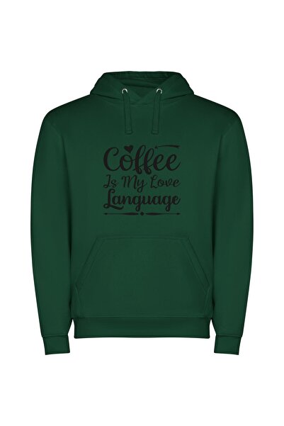 iLovePrints Coffee's Sweet Language Φούτερ με κουκούλα σε χρώμα Πράσινο