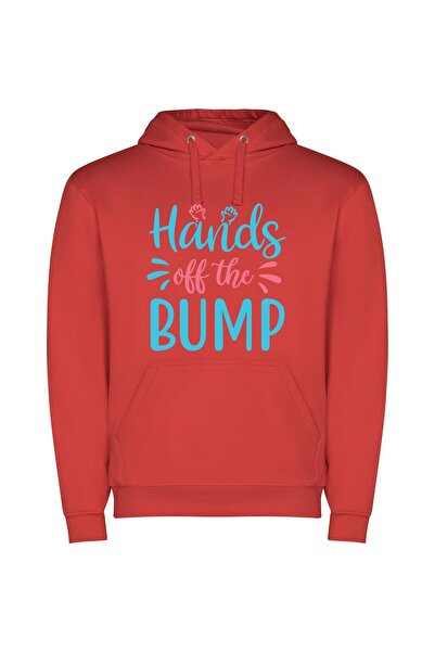 iLovePrints Bumpy Blessing: Hands Off Φούτερ με κουκούλα σε χρώμα Κόκκινο