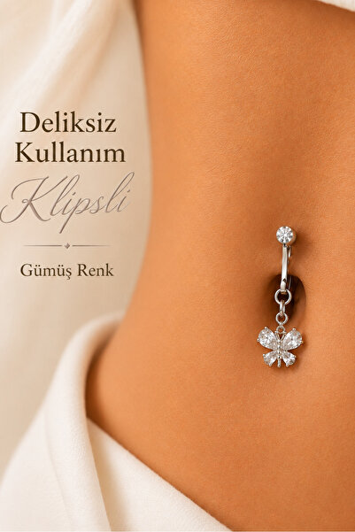 Sacce Scarves&Accessories Kristal Kanatlı Kelebek Klipsli Göbek Piercingi Del...