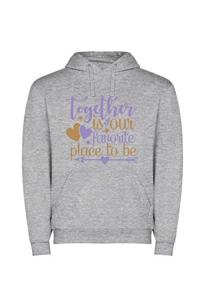 iLovePrints Close Together, Purple Harmony Φούτερ με κουκούλα σε χρώμα Γκρι