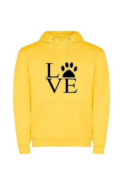 iLovePrints Pawfect Love: Furry Pix Φούτερ με κουκούλα σε χρώμα Κίτρινο