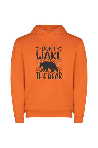iLovePrints Beware Angry Bear Φούτερ με κουκούλα σε χρώμα Πορτοκαλί
