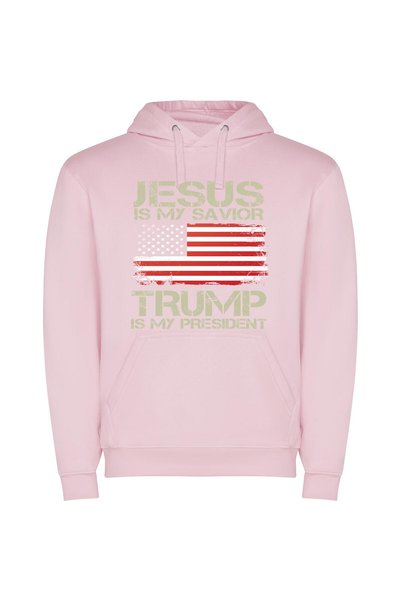 iLovePrints Lord & President: Patriotic Savior Φούτερ με κουκούλα σε χρώμα Ροζ