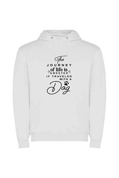 iLovePrints A Dog's Life Journey Φούτερ με κουκούλα σε χρώμα Λευκό