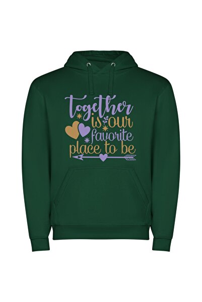 iLovePrints Close Together, Purple Harmony Φούτερ με κουκούλα σε χρώμα Πράσινο
