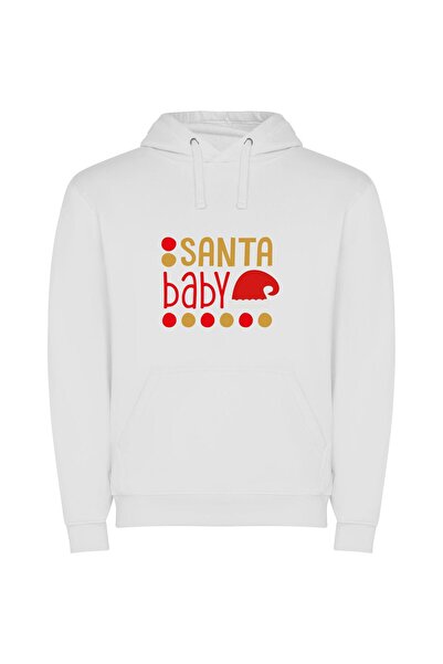 iLovePrints Festive Santa Hat Bliss Φούτερ με κουκούλα σε χρώμα Λευκό