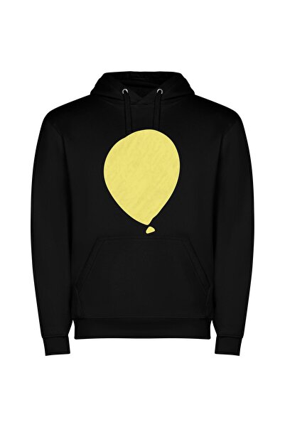 iLovePrints Gilded Yellow Balloon Beauty Φούτερ με κουκούλα σε χρώμα Μαύρο