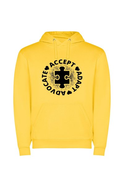 iLovePrints Puzzle-Piece Monochrome Logo Φούτερ με κουκούλα σε χρώμα Κίτρινο