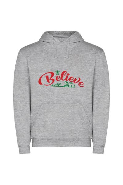 iLovePrints Festive Joy: Believe in Color Φούτερ με κουκούλα σε χρώμα Γκρι