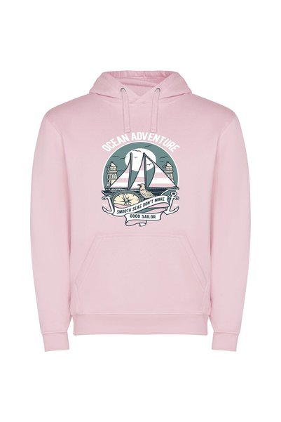 iLovePrints Sailing Time: Illustrated Logo Φούτερ με κουκούλα σε χρώμα Ροζ