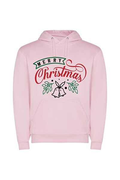 iLovePrints Jingle Joy: Merry Sign Φούτερ με κουκούλα σε χρώμα Ροζ