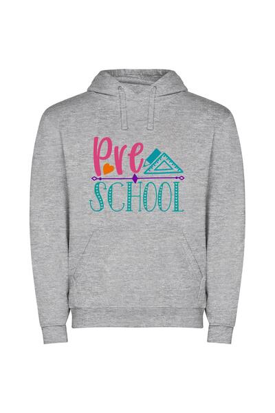 iLovePrints School Love Arrow Φούτερ με κουκούλα σε χρώμα Γκρι