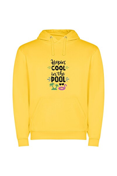 iLovePrints Cool by the Pool Φούτερ με κουκούλα σε χρώμα Κίτρινο