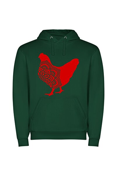 iLovePrints Scarlet Silhouette: Avian Elegance Φούτερ με κουκούλα σε χρώμα Πρ...