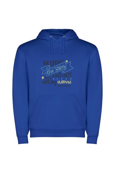 iLovePrints Celestial Names Embroidered Φούτερ με κουκούλα σε χρώμα Μπλε
