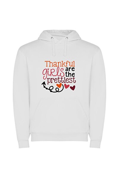 iLovePrints Charming Girls Only, Thanks! Φούτερ με κουκούλα σε χρώμα Λευκό