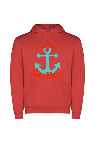 iLovePrints Sailor's Delight: Illustrated Anchor Φούτερ με κουκούλα σε χρώμα ...