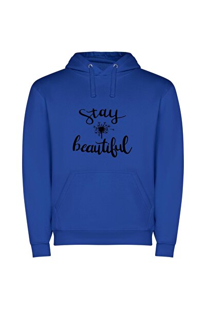 iLovePrints Ethereal Floral Elegance Φούτερ με κουκούλα σε χρώμα Μπλε