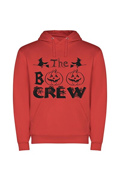 iLovePrints Spooky Pumpkin Drawing Φούτερ με κουκούλα σε χρώμα Κόκκινο