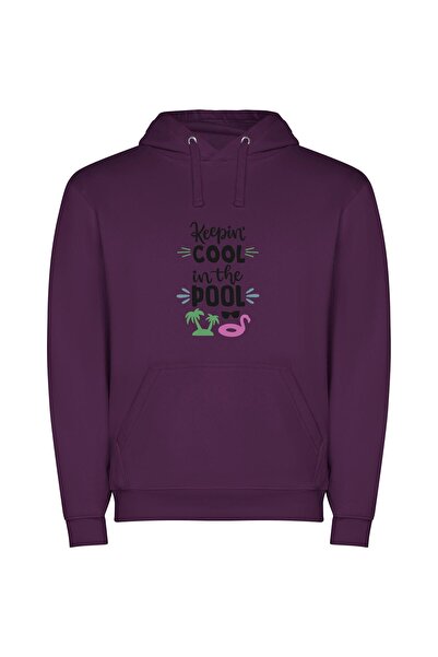 iLovePrints Cool by the Pool Φούτερ με κουκούλα σε χρώμα Μωβ