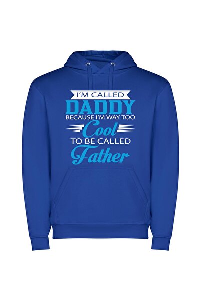 iLovePrints Blue Cool Father Vibes Φούτερ με κουκούλα σε χρώμα Μπλε