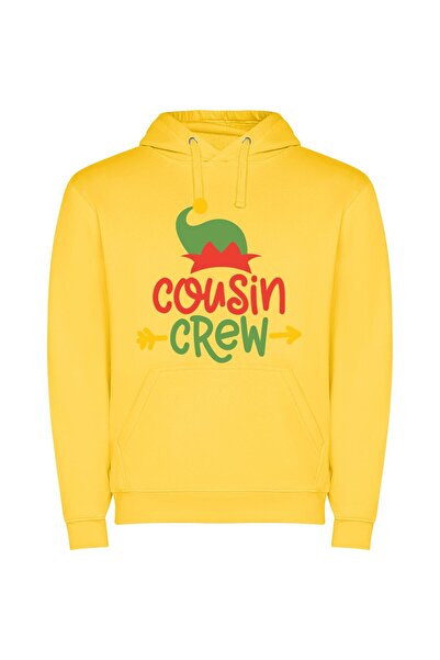 iLovePrints Cousin Crew: Elfography Φούτερ με κουκούλα σε χρώμα Κίτρινο