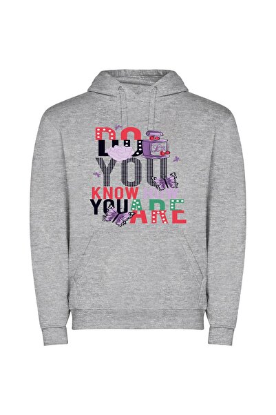 iLovePrints Know Yourself Fashionably Φούτερ με κουκούλα σε χρώμα Γκρι