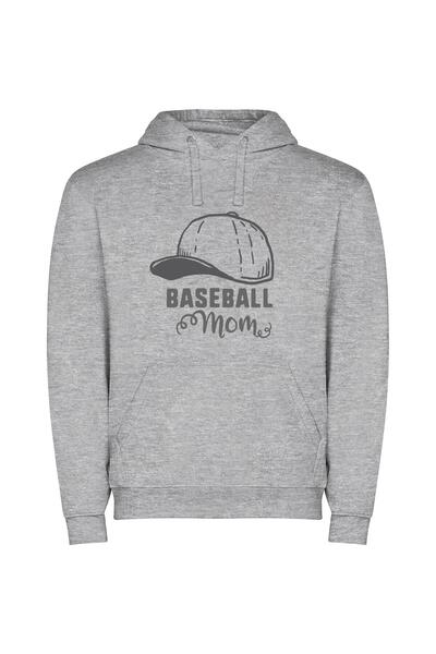iLovePrints Mom's Batting Style Φούτερ με κουκούλα σε χρώμα Γκρι