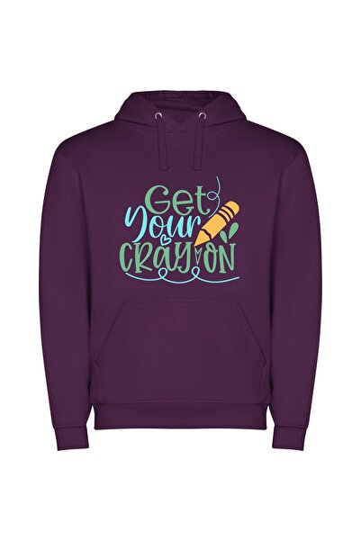 iLovePrints Colorful Crayon Creations Φούτερ με κουκούλα σε χρώμα Μωβ