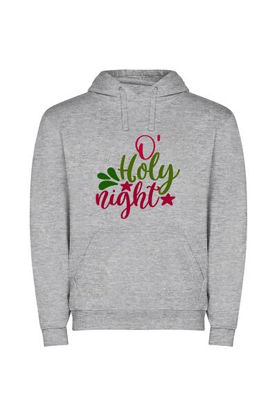 iLovePrints Merry Holly Night Spectacle Φούτερ με κουκούλα σε χρώμα Γκρι