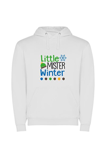 iLovePrints Snowy Green Hat Φούτερ με κουκούλα σε χρώμα Λευκό