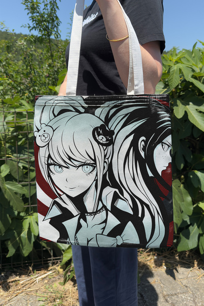 ZipZap حقيبة قماشية مطبوعة على الوجهين من Danganronpa V5، حقيبة كمبيوتر للألع...