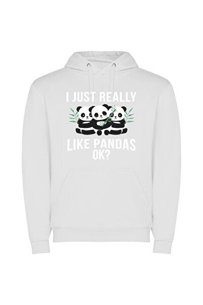 iLovePrints Panda Tower: A Bamboo masterpiece Φούτερ με κουκούλα σε χρώμα Λευκό