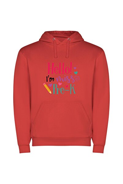 iLovePrints Future Kid, Say Hi! Φούτερ με κουκούλα σε χρώμα Κόκκινο