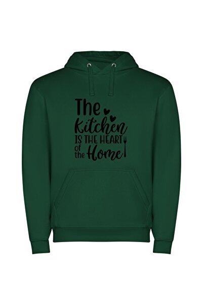 iLovePrints Heart of Home Cuisine Φούτερ με κουκούλα σε χρώμα Πράσινο