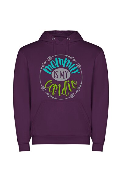 iLovePrints Fit Mom's Vinyl Workout Φούτερ με κουκούλα σε χρώμα Μωβ