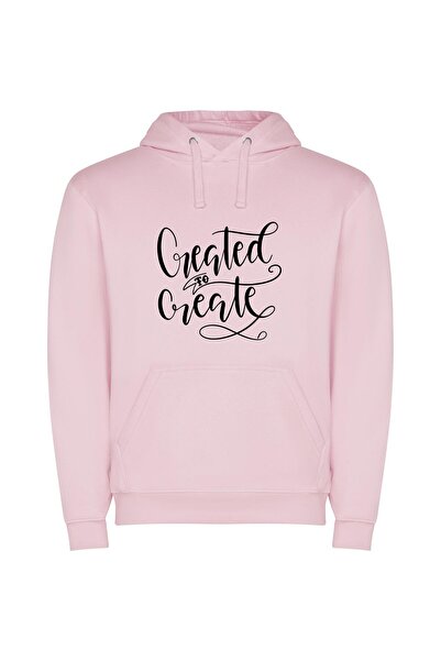 iLovePrints Create Inspire Conquer Φούτερ με κουκούλα σε χρώμα Ροζ