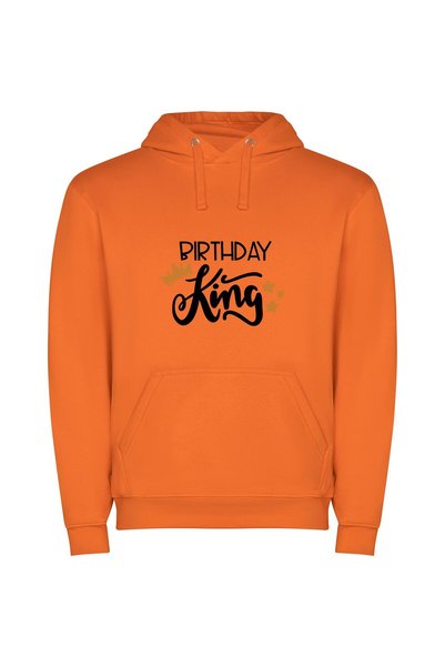iLovePrints Crowning the Birthday King Φούτερ με κουκούλα σε χρώμα Πορτοκαλί